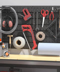 Garage Slatwall Hang Track Kit, 33 Inch Wide, With Pegboard Hooks, Hangers, And Paper Towel Holder, All In One Organizer System, Black
