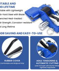 Tough Workhorse Steel Banding Tool And Ratchet Strapping Tensioner For Three Quarter Inch Stainless Strap with rubber grip and blade.