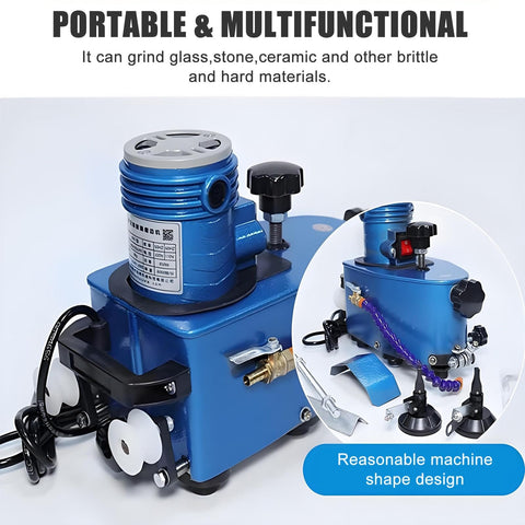 Handheld Glass Edge Polishing Grinder, Portable Electric Glass Beveling Machine, 8000 RPM with 8 Diamond Wheels