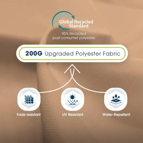 200G upgraded polyester fabric, fade resistant, UV resistant, water-repellent, used in 9Ft Patio Umbrella With Base Included.