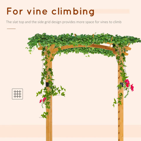 90 Inch Wood Garden Arbor Arch with Trellis Wall for Climbing Plants and Hanging Vines, vine-covered arbor showcasing growth potential
