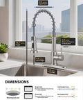 Solid Choice High Arc Kitchen Faucet With Long Reach Pull Down Sprayer And 360 Swivel Spout dimensions on kitchen countertop.