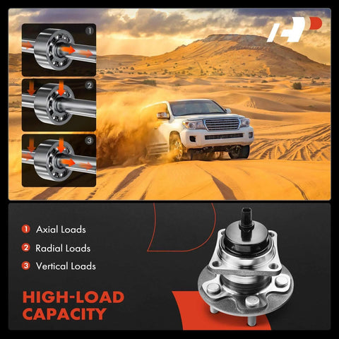 Rear Wheel Bearing And Hub Assembly With ABS And Five Lug For Toyota Corolla 2009 To 2018 Matrix 2009 To 2014 And Pontiac Vibe 2009 To 2010 Direct Fit Premium Replacement Drop In Ready Engineered For Quiet Operation And Long Lasting Durability Easy To high-load capacity diagram and installed in desert terrain vehicle