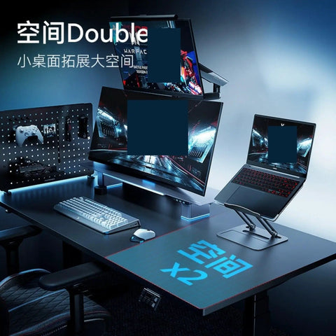 Heavy Duty Dual Monitor Desk Mount Arm Stand With Smooth Tilt Swivel And Clamped Base For Larger Screens Hella Solid Construction That Slaps Great For A Clean Home Office Setup Vesa Compatible Display Holder on a modern desk setup.
