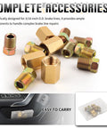 12-Piece 3/16 Inch Brake Line Fittings Kit With 4 Connectors And 8 Pipe Nuts For Double And Inverted Flare Brake Lines, DIY Car And Truck Brake Repair, Brass Construction For Durable, Leak-Free Fixes, brass brake line fittings and storage box