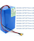 Heavy Duty Ev Lithium Battery Pack With Built In Bms Plus Charger For Electric Scooter Moped Motorcycle 36V 48V 60V 15Ah 50Ah, showing dimensions and terminals.