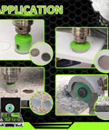 Built Tough Diamond Tile Hole Saw Kit 16 Piece Core Drill Set For Concrete Masonry Brick multi-size cutters in action on surfaces.