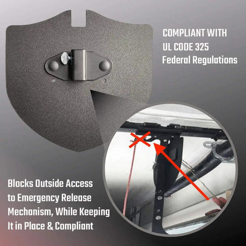 Garage Door Security System For Home Protection That Deters BreakIns Easy Install Extra Safety For Your Garage Keeps Intruders Out And Gives Your Family Real Peace Of Mind And Total Home Security shown installed and compliant with UL Code 325.