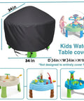 Heavy Duty Kids Water Table Cover For Outdoor Use 34 Inch Square 18 Inch High Waterproof Dustproof UV Protection Fits Splash Pond Rain Showers Water Table 600D Oxford Canvas Cover Only
