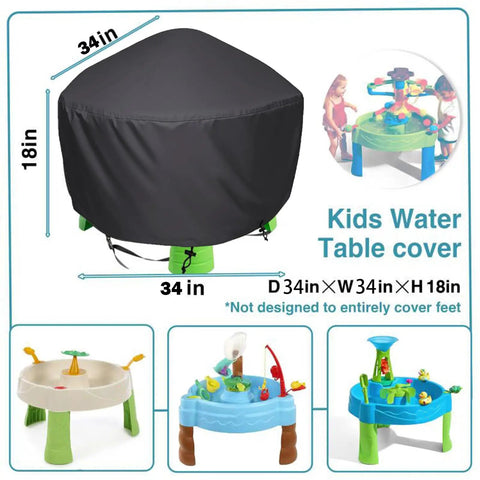 Heavy Duty Kids Water Table Cover For Outdoor Use 34 Inch Square 18 Inch High Waterproof Dustproof UV Protection Fits Splash Pond Rain Showers Water Table 600D Oxford Canvas Cover Only
