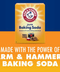 Arm & Hammer pure baking soda box, 100+ uses, 1 lb, for cleaning, deodorizing, and baking