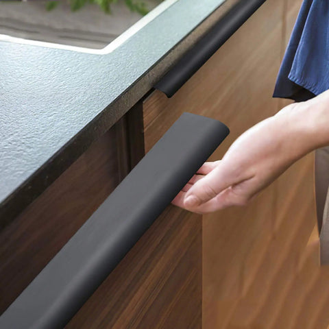 Hidden Cabinet Handle For Drawers And Doors Curved Aluminum Alloy Pull Concealed Door Knob Black Finish 1200mm Length