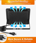 Back view of 100W LED Flood Light Outdoor 2 Pack with 10000LM Hella Bright IP66 Waterproof Security Lights with plug-in shown