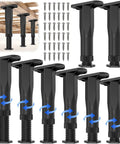 Game Changing Adjustable Bed Support Legs Center Stretcher Banish Saggy Frames Zero Floor Shake Fast Level Out King Queen Platform Beds Plus Furniture Risers For Couches Tables Dressers Quick Fix Your Space Today. Adjustable black risers set with screws to stabilize bed frames and furniture.