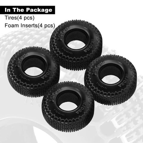 XHX Pin Tires For 1.3 Inch Wheels Fit TRX4M And SCX24 Rock Crawlers, 72x24 Mm, S5 Compound, showing 4 tires and inserts