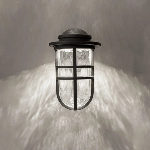 Steampunk 9 Inch LED Indoor Outdoor Wall Light 3000K Bronze Finish Weatherproof Aluminum Fixture With Seeded Hammered Glass
