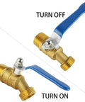 Brass Hose Bib Outdoor Faucet With Three Quarters Inch NPT Inlet And Three Quarters Inch GHT Outlet, Heavy Duty Water Spigot With Long Handle For Easy On Off And Durable Yard Watering, turn on/off views