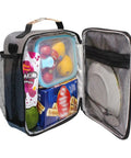 Desert Horses Insulated Lunch Box For Kids Girls And Boys open showing packed food items, reusable thermal lunch bag.