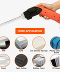 Rongter 200W Air-Cooled Electric Hot Knife Foam Cutter Tool With Active Fan Cooling System for continuous foam cutting, held in hand.