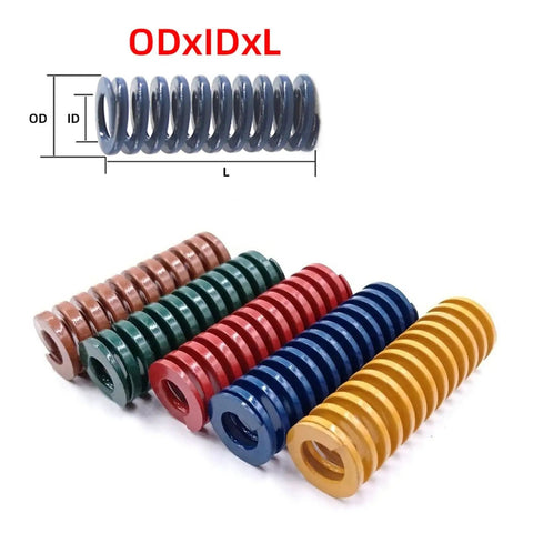 Durable 1 Pc Compression Spiral Pressure Heavy Duty Alloy Spring In 50mm Size shown in multiple colors for industrial use.