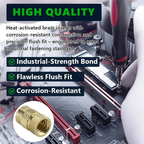 Brass Heat Set Threaded Inserts For Plastic And 3D Printing Eight Thirty Two Female Thread Size 0.25 Inch Length Knurled Grip