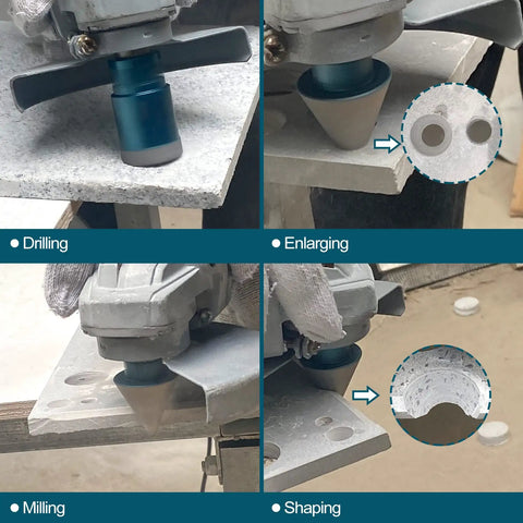 Diamond Core Drill Bit Set For Porcelain Ceramic Tile And Granite Marble Heavy Duty 9 Piece Tile Hole Saw Kit in action.
