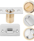 Easy Install Ball Catch Door Hardware 4 Set Kit In Stainless Steel Silver Copper Finish With Decorative Top Bead