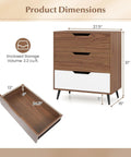Dimensions of Knockout Rustic Farmhouse Three Drawer Dresser Heavy Duty Wooden Storage Chest with smooth gliding drawers.