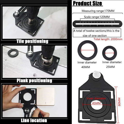 Durable Aluminum Multi Angle Measuring Ruler With 12 Sided Angles And 3 Hole Positioning Apertures, tile hole layout tool in use