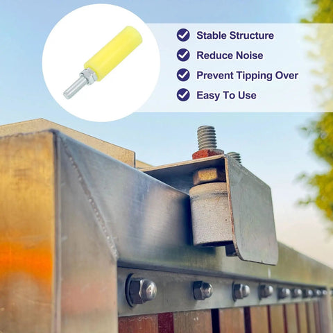 2 Pack Slide Gate Guide Rollers, 3 Inch Nylon Gate Support Assembly installed on metal sliding gate track