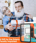Big Full Page Magnifier With Light 7.3x4.4 Inch Lens, 48 LED Cold And Warm Illumination in packaging, ideal for seniors.