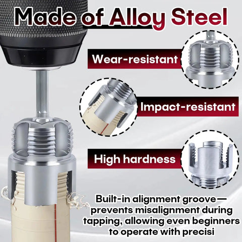 3 Pc Pipe Threading Die Set With Bolt Extractor Tool, includes alloy steel threads and features like wear-resistance and high hardness.