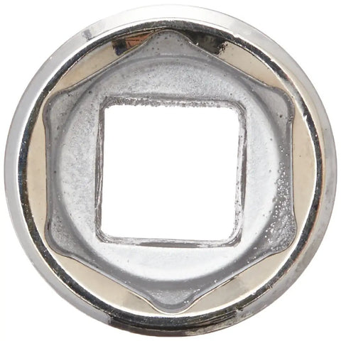 Top view of Three Eighths Inch Drive Six Point Standard Metric Socket 17mm Beefy Heavy Duty Socket Built For Automotive Repair And Garage Projects Durable Metal Tool