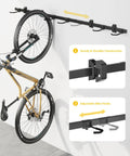 Heavy Duty Wall Mounted Bike Rack With Six Adjustable Hangers On A 78.5 Inch Rail Ultra Strong Steel Garage Storage Solution