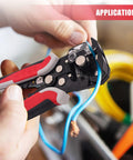 Person using Self Adjusting Wire Strippers 3 In 1 Stripper Cutter Crimp Tool For 10 To 24 AWG Heavy Duty Automatic Wire Stripping Tool