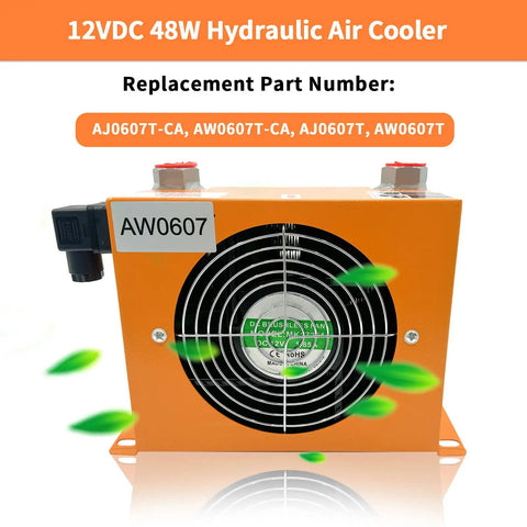 Heavy Duty Hydraulic Oil Cooler With Fan 12V DC 48W Air Cooled Oil Radiator Heat Exchanger Delivers 20 Liters Per Minute