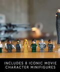 Dune Atreides Royal Ornithopter Build Set 10327 for Adults with 8 minifigures displayed on a table with blurred background.