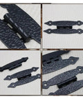 Heavy Duty 20 Pack 3 Point 5 Inch Black Antique H Hinges for cabinets and doors, flat flush mount, detailed view.