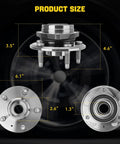 Drop In Replacement Wheel Bearing And Hub Assembly Set For GM Vehicles With 5 Lug Hubs And ABS Front Or Rear Fits Malibu Impala Equinox Terrain Lacrosse Regal Cadillac XTS CTS 2 Pack, product size dimensions displayed