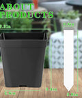 Square Nursery Pots 3.3 Inch Flexible Plastic Seedling Pots for Plants, Succulents and Flowers, 100 Pack with Waterproof Labels