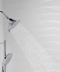 Forté 2.5 GPM Multifunction Showerhead With Handheld Shower Head Katalyst Air Induction Oil Rubbed Bronze Finish spraying water