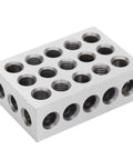 Close-up of Pro Grade 1 2 3 Block Set With 23 Holes For Ultra Precision Machining Finishing Clamping And Fixturing Heavy Duty Tool Steel Construction