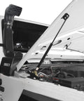 Wrangler JK Hood Lift Support Kit Pair For 2011-2018 Jeep Wrangler JK And Unlimited, bolt-on gas-charged shocks in use