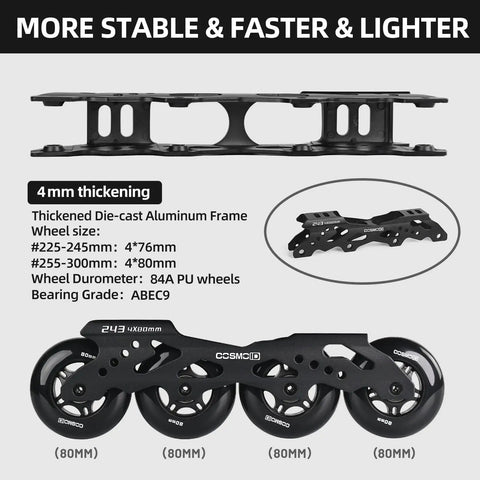 Adults And Teens Inline Skates For Men And Women, Professional Roller Blades For Fitness And Recreation, 80mm wheels aluminum frame