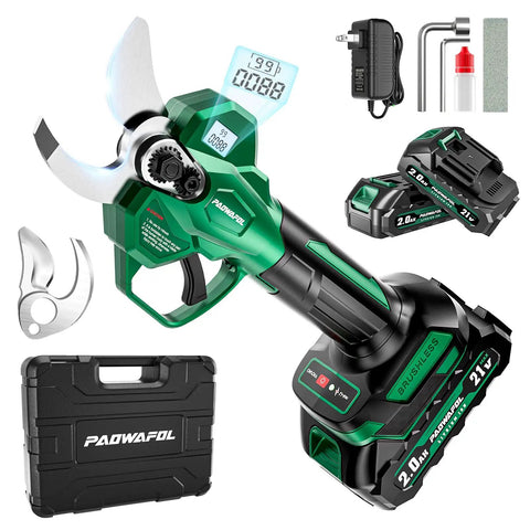 Cordless Electric Pruning Shears That Flat Out Cut Up To 2.1 Inch Branches with accessories and carrying case