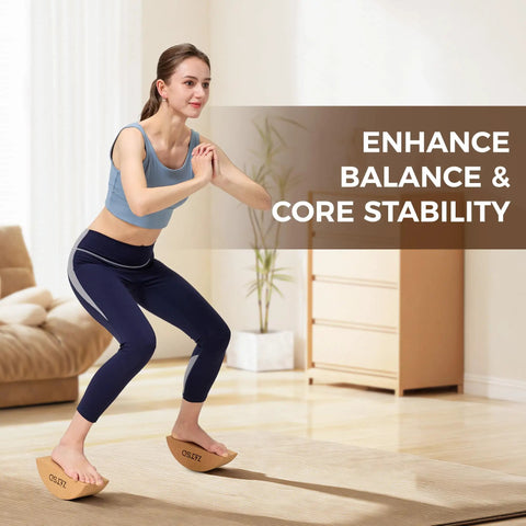 Reversible Half Moon Cork Yoga Block Pair Solid Game Changer Balance Trainer For Steady Moves And Epic Wobble Vibes in use during a workout.