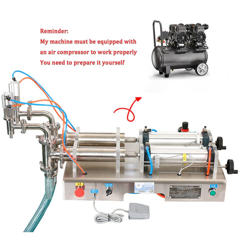 Hassle Free Pneumatic Double Head Bottle Filler Machine Semiauto Liquid Dispenser with foot pedal switch and quick adjust valve.