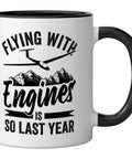 Black White Ceramic Mug For Sailplane Pilots And Glider Enthusiasts A Premium Coffee Cup with glider and mountain design