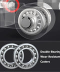 Close-up of double-bearing casters for the Heavy Duty Machine Mover Dolly With 360 Degree Swivel Equipment Skates.