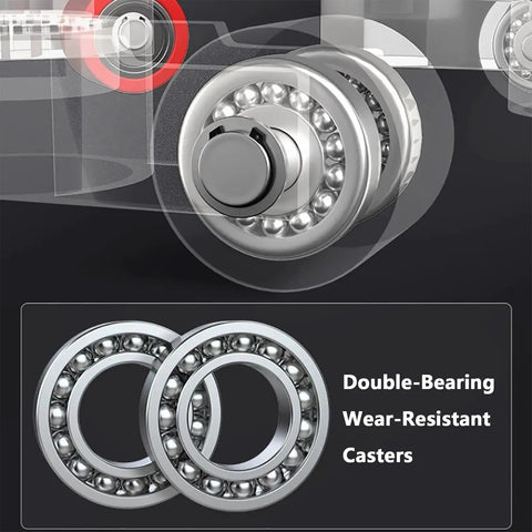 Close-up of double-bearing casters for the Heavy Duty Machine Mover Dolly With 360 Degree Swivel Equipment Skates.